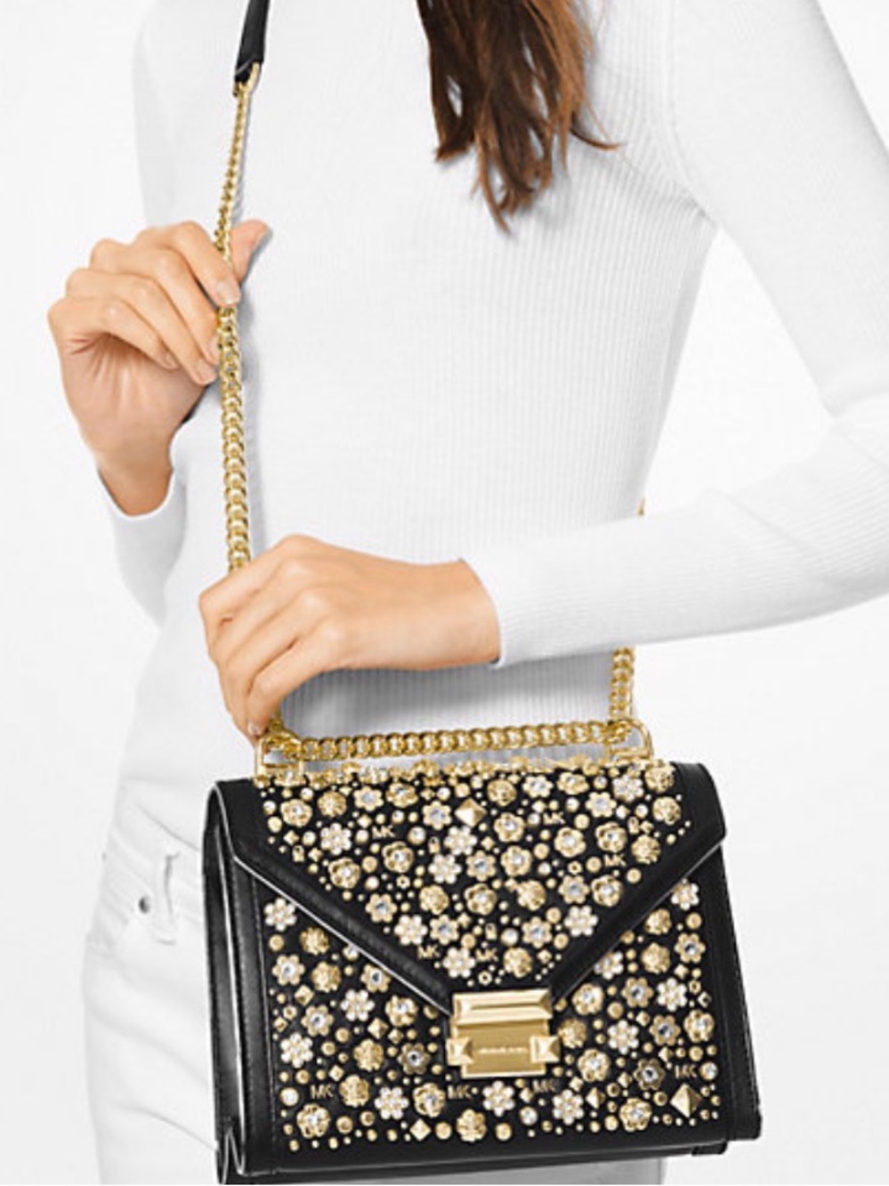 Michael Kors Limited Edition Whitney embellished shoulder bag floral studs-Purse